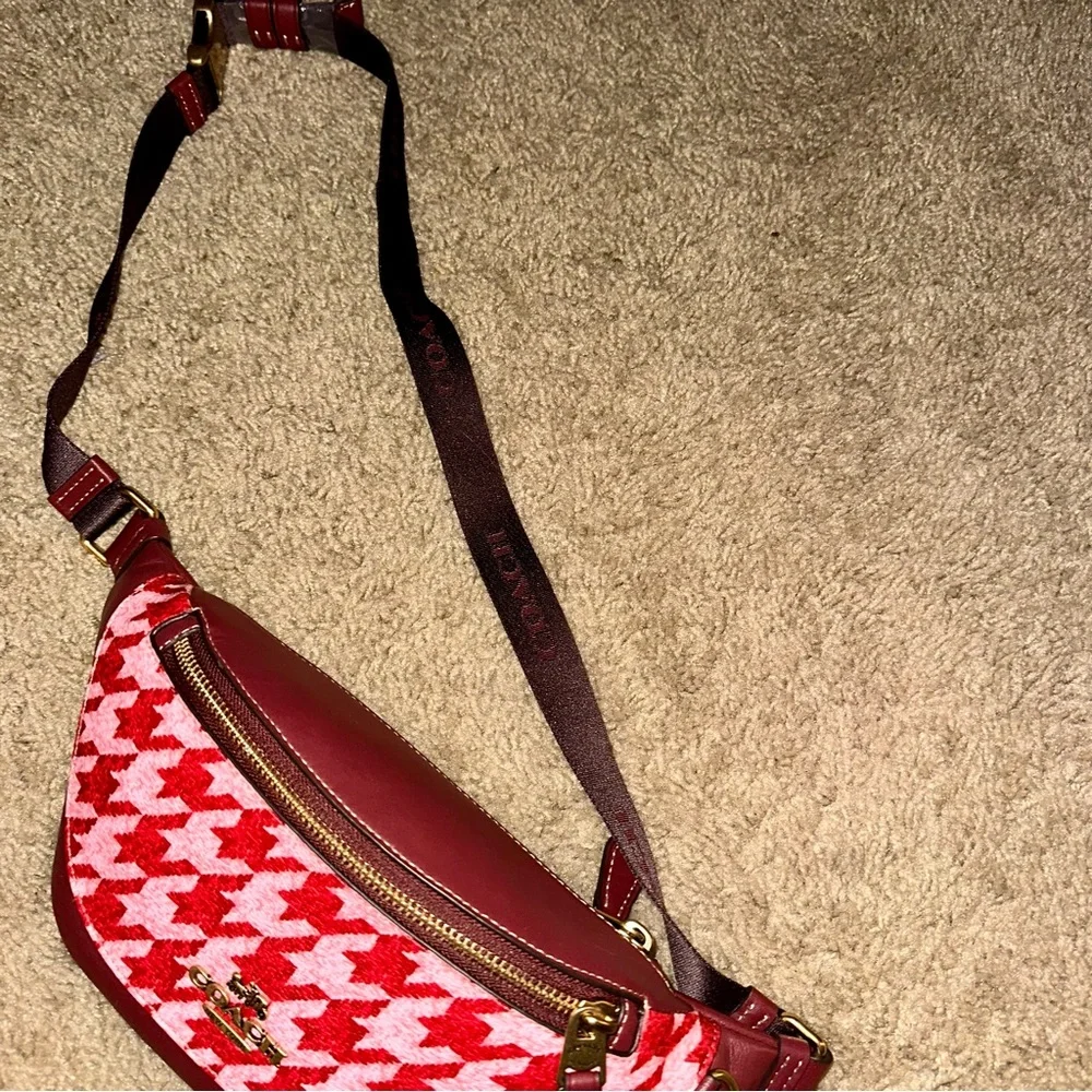 COACH Leather Warren Bag - Houndstooth Print